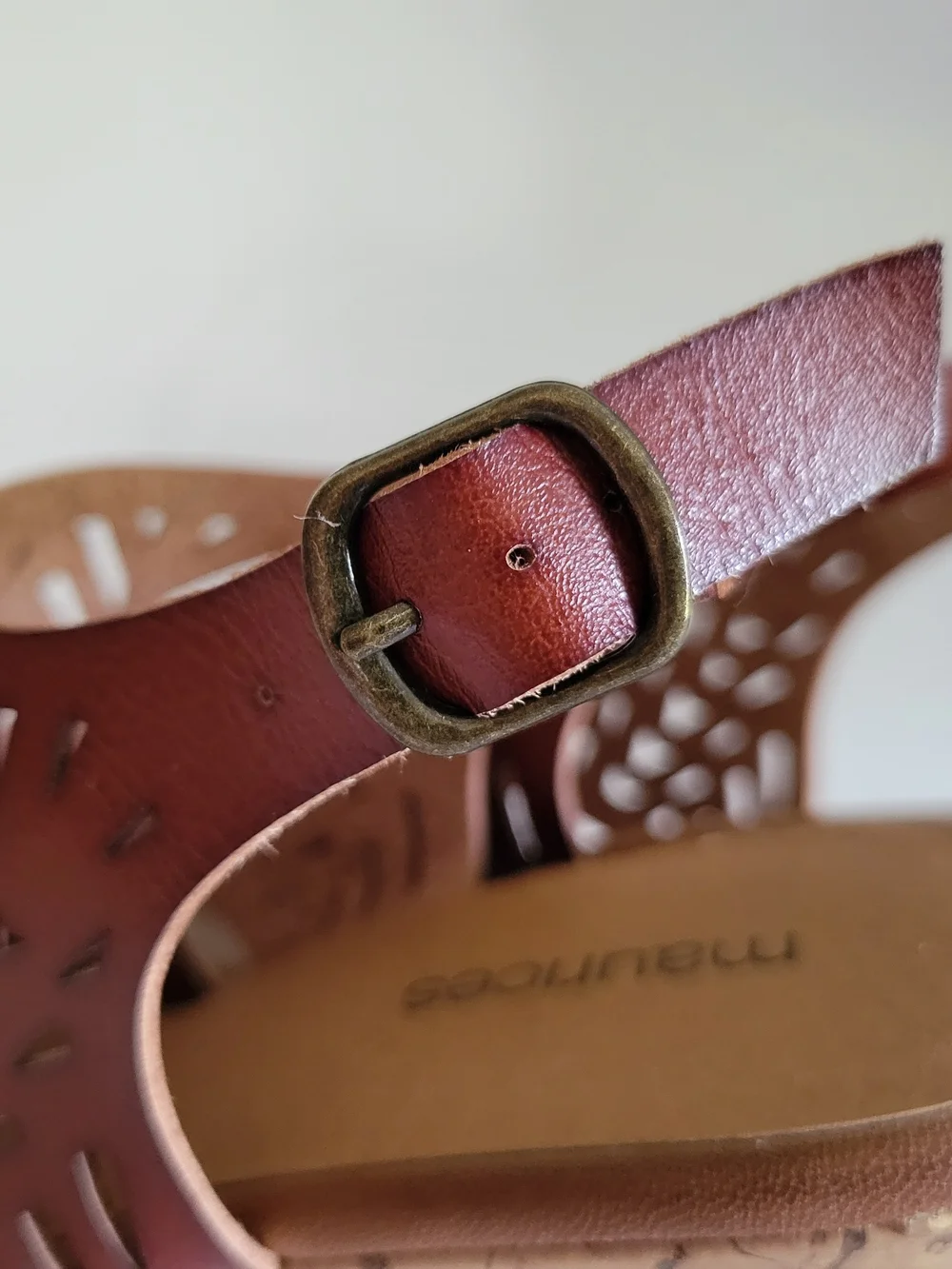 Maurices Womens Brown Laser Cut Cork Platform Wedge Sandals Size 7M Boho Y2K